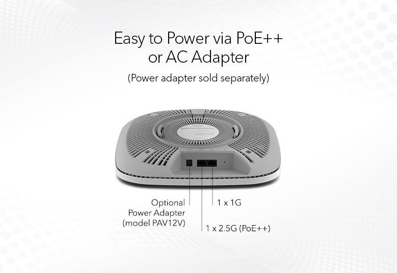WAX630 Easy to Power via POE+ or AC Adapter