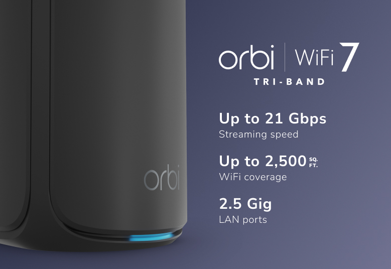 RBE870B WiFi 7, up to 21 Gbps speed, 2,500 sq. ft. coverage